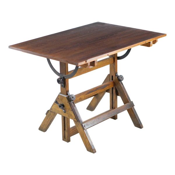 Drafting Tables - Antique Hamilton Manufacturing Co. Oak Drafting Table