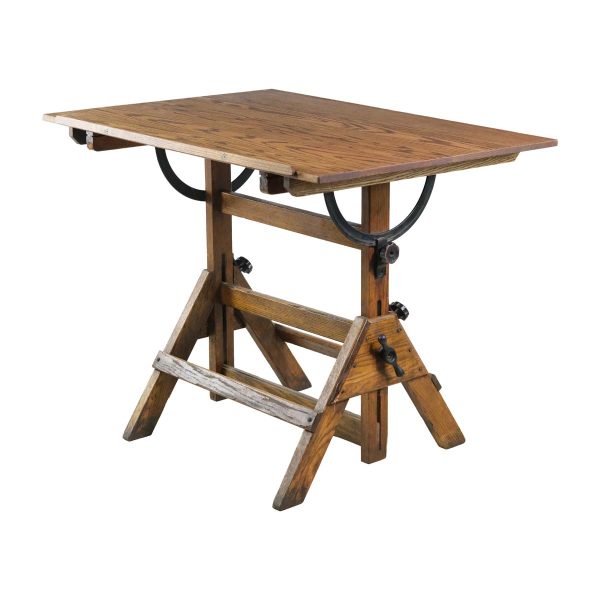 Drafting Tables - Antique Hamilton Oak Student Drafting Table