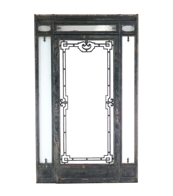 Entry Doors - 19th Century New York City Iron Entry Door with Transom & Side Lights