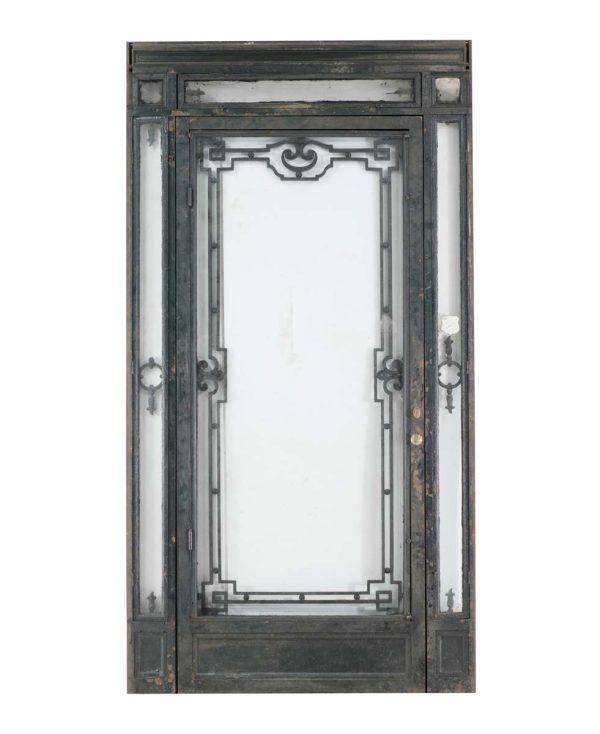 Entry Doors - 19th Century NYC Iron Entry Door with Transom & Side Lights