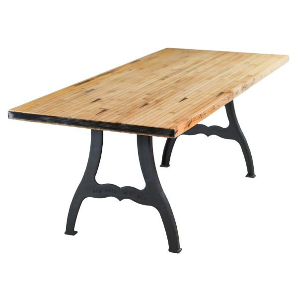 Farm Tables - Handmade 7 ft Maple Bowling Alley Table with Cast Iron NY Legs