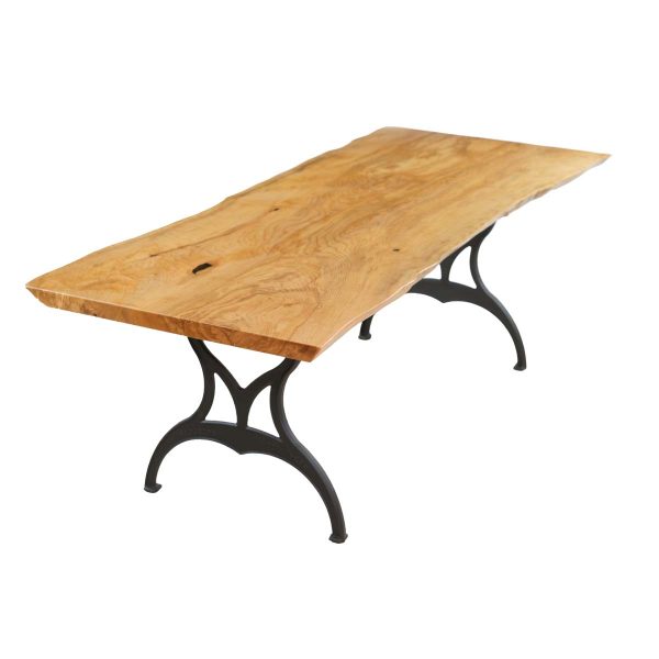 Farm Tables - Handmade 8 ft Live Edge Ash Iron Brooklyn Legs Dining Table