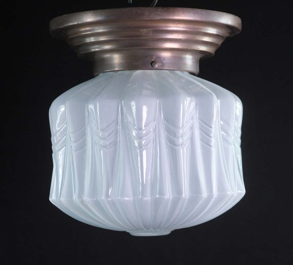 Flush & Semi Flush Mounts - Iridescent Art Deco Theater Cast Glass & Brass Globe Semi Flush Mount Light