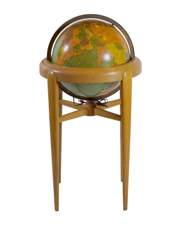 Globes & Maps - Vintage Light Up Globe on Maple Stand