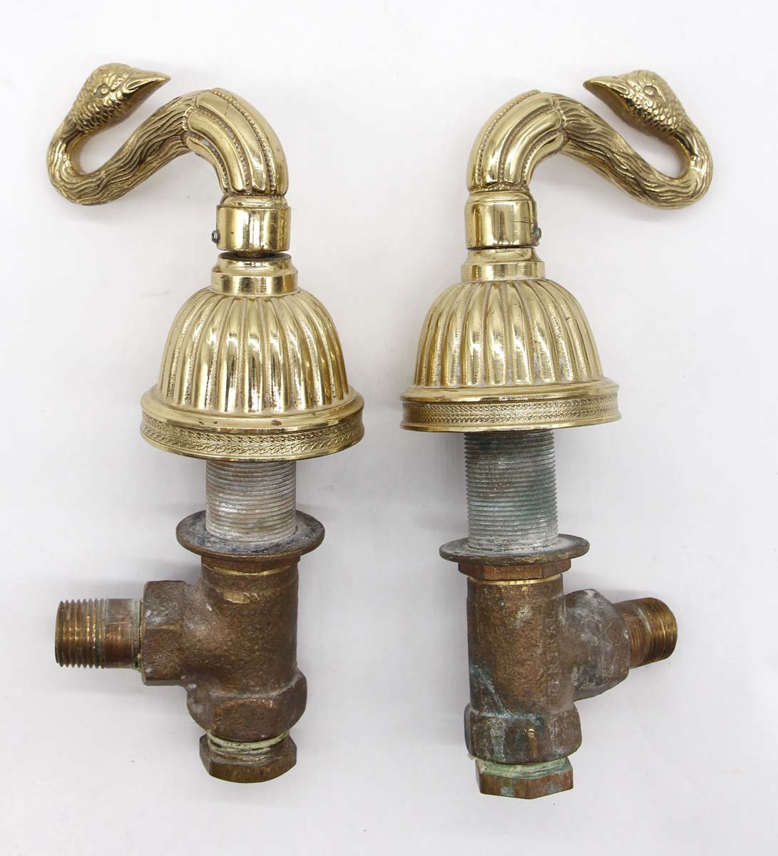 Antique Ornate Brass Swan Bathtub Faucet Set