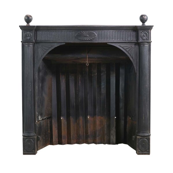 Screens & Covers - Antique Federal Black Iron & Steel Fireplace Insert