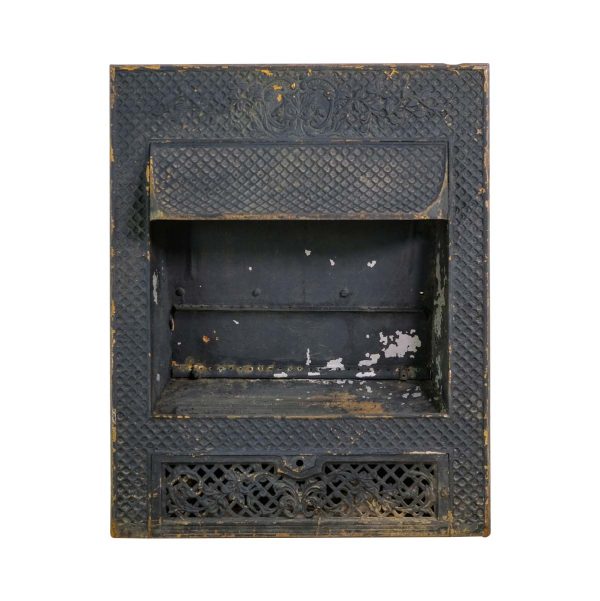 Screens & Covers - Antique Victorian Black Cast Iron & Steel Fireplace Insert