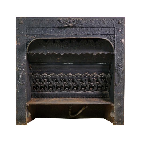 Screens & Covers - Victorian Dawson Bros. Ornate Black Cast Iron Fireplace Insert
