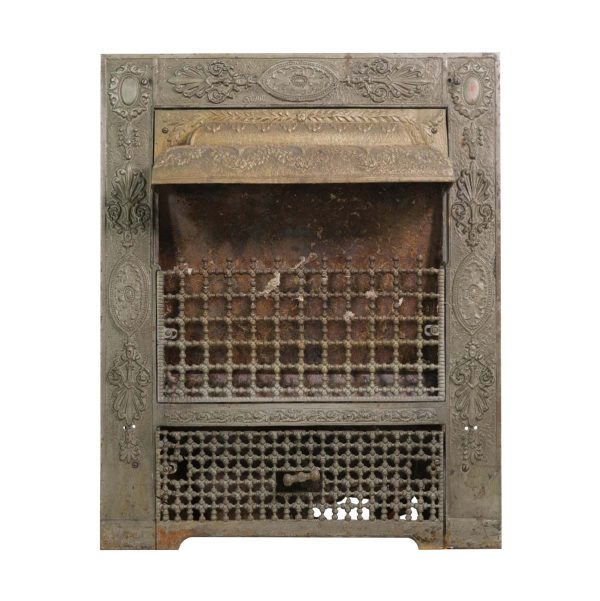 Screens & Covers - Victorian Steel & Cast Iron Ornate Fireplace Insert with Hood