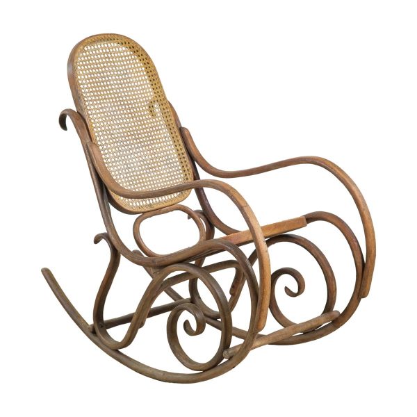 Seating - 1970s Mid Century Modern Bent Wicker Rocking Chair