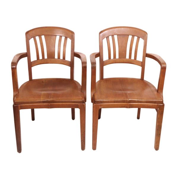 Seating - Pair of Mid Century Gunlocke Walnut Office Chairs