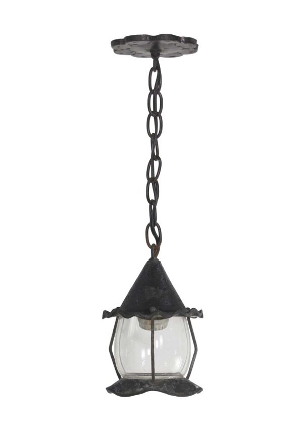 Wall & Ceiling Lanterns - Petite Arts & Crafts Blackened Bronze Hanging Lantern