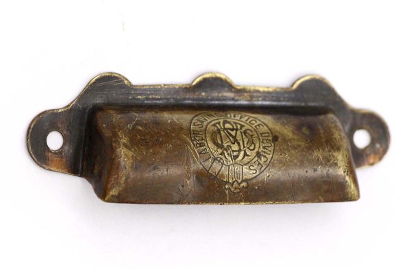 Cabinet & Furniture Pulls - Antique Labor Saving Office Brass Cup Drawer Pull