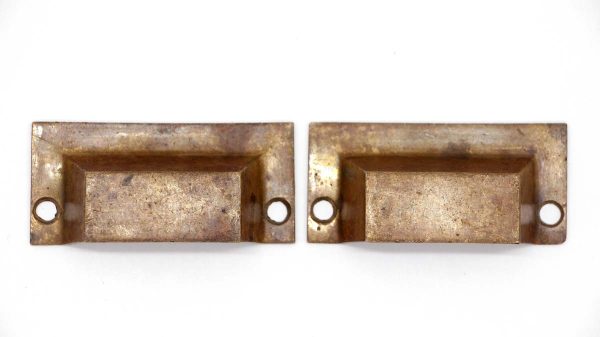 Cabinet & Furniture Pulls - Pair of Bronze Rectangle 2.75 in. Bin Cup Drawer Pulls