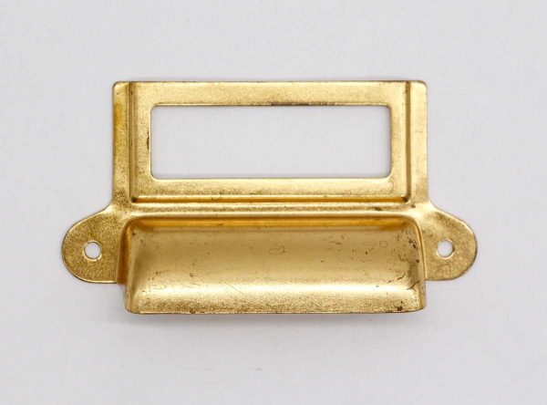 Cabinet & Furniture Pulls - Vintage 4 in. Polished Brass Label Slot Bin Pull