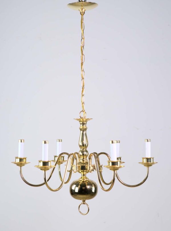 Chandeliers - Williamsburg Polished Brass 6 Arms Chandelier