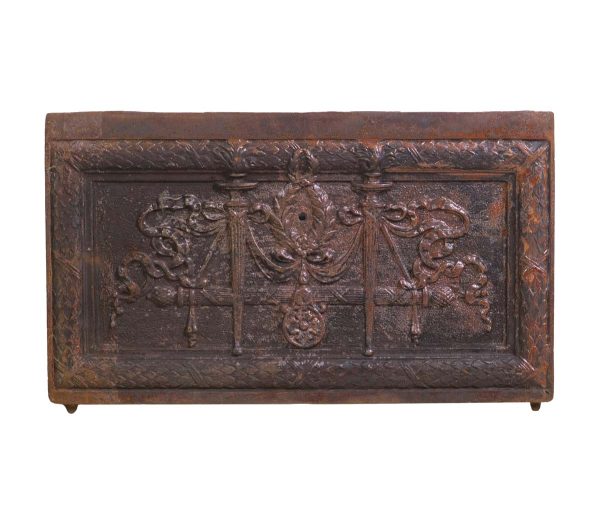 Decorative Metal - Ornate 19th Century Cast Iron Panel with Ribbon and Torche Relief