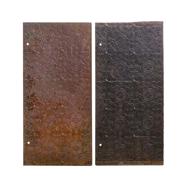 Decorative Metal - Pair of Ornately Patterned Cast Iron Fire Back Panels