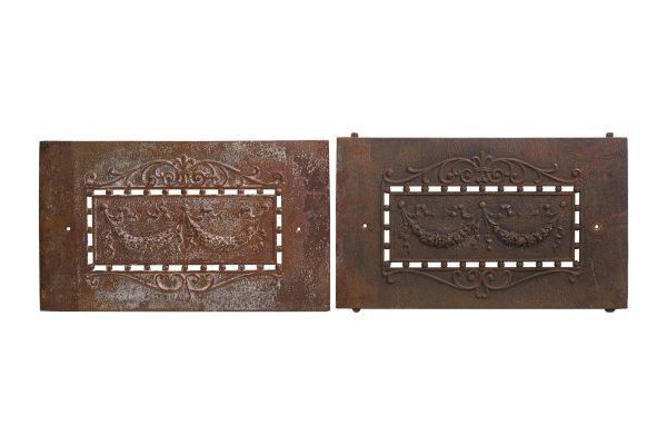Decorative Metal - Pair of Victorian Cast Iron Panels with Cornucopia Swag Design