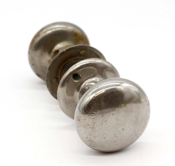 Door Knob Sets - Vintage Round Nickel Plated Brass Passage Door Knob Set