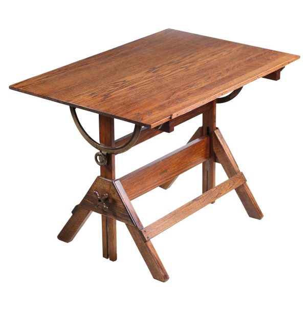 Drafting Tables - Dietzgen Oak Drafting Table with Steel Hardware