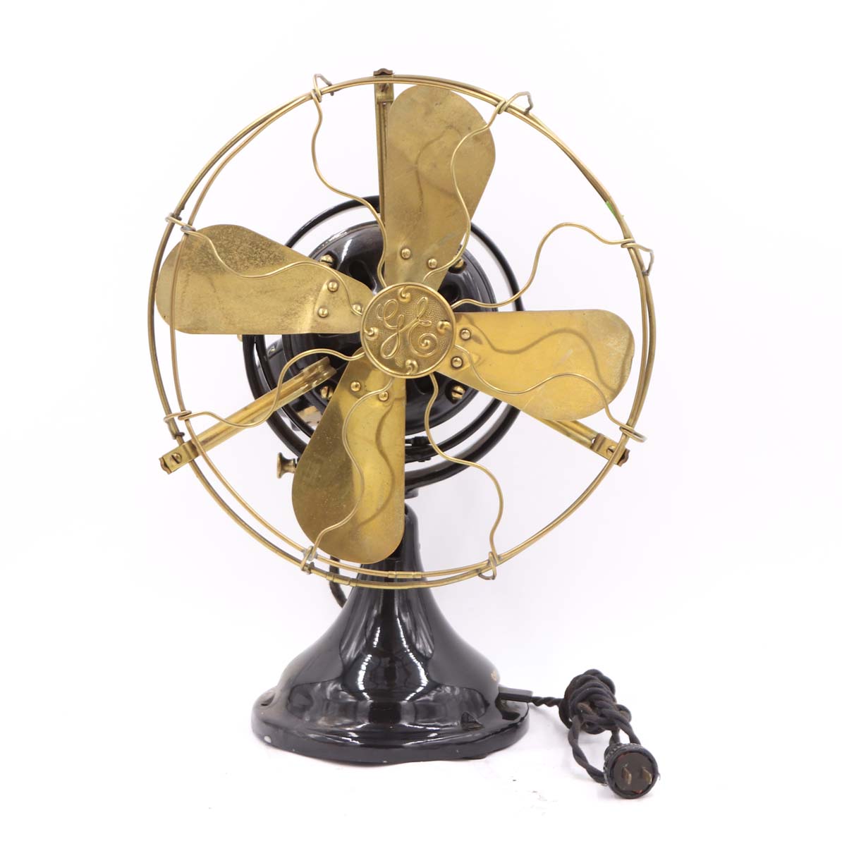 smuk Geometri Barmhjertige Antique General Electric Brass Blade Tabletop Fan | Olde Good Things