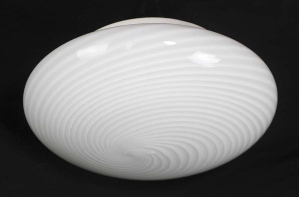 Flush & Semi Flush Mounts - White Murano Glass Swirled Flush Mount Light