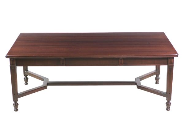 Kitchen & Dining - Antique 7 ft Federal Mahogany Spun Feet Dining Table