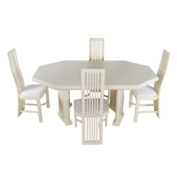 Kitchen & Dining - Modern Italian Made Pale Beige Dining Table & Chairs