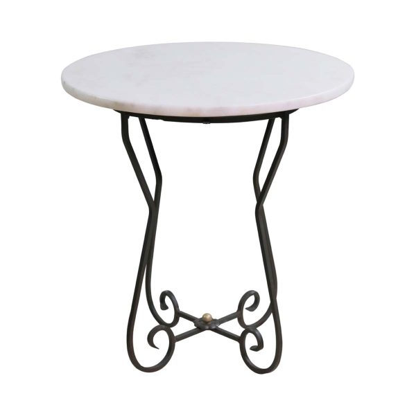 Living Room - Vintage Wrought Iron Carrara Marble Top Side Table