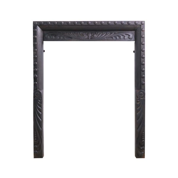 Screens & Covers - 19th Century Studded Black Cast Iron Fireplace Insert