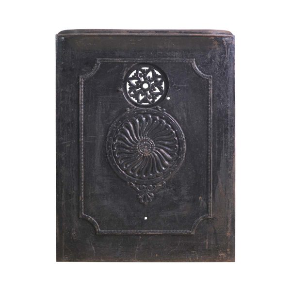 Screens & Covers - Antique Black Cast Iron Beaded Fireplace Insert with Circular Cutout