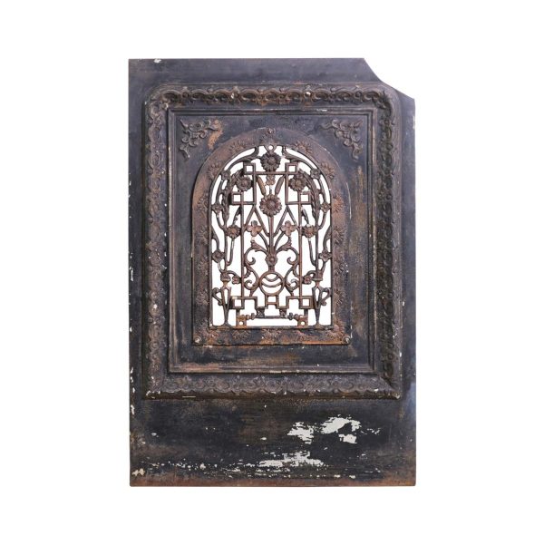 Screens & Covers - Cast Iron Ornate Fireplace Insert with Art Deco & Floral Motif