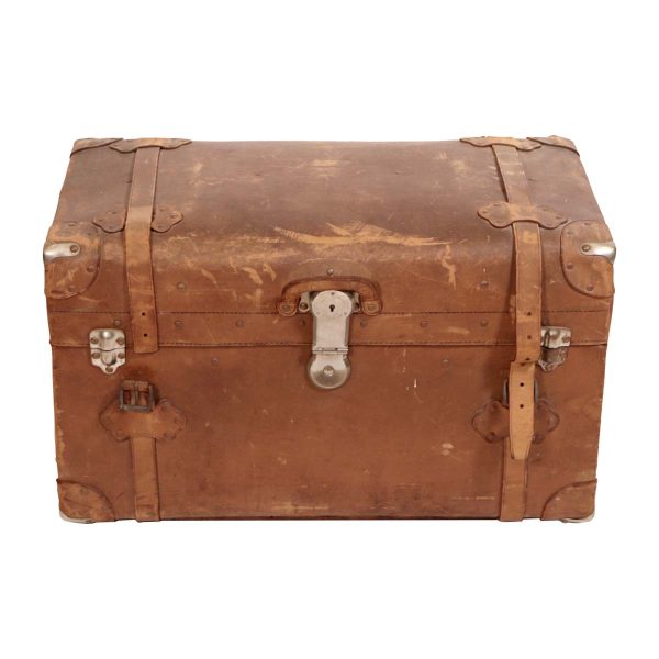 Trunks - Antique Leather Trunk with Lock & Key