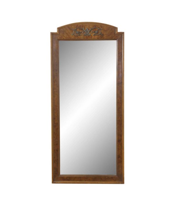 Antique Mirrors - Vintage Veneered Wood Beveled Wall Mirror