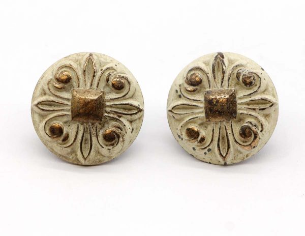 Cabinet & Furniture Knobs - Pair of French Provincial Fleur di Lis Vintage Cabinet Knobs