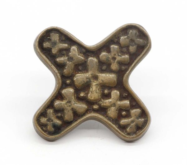 Cabinet & Furniture Knobs - Vintage Floral Star Shaped Brass Cabinet Knob