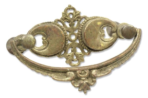 Cabinet & Furniture Pulls - Antique Victorian Brass Beaded Bail Drawer Pull