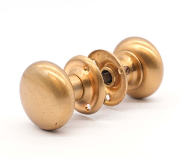 Door Knob Sets - Pair of Lacquered Brass Door Knobs with Rosettes