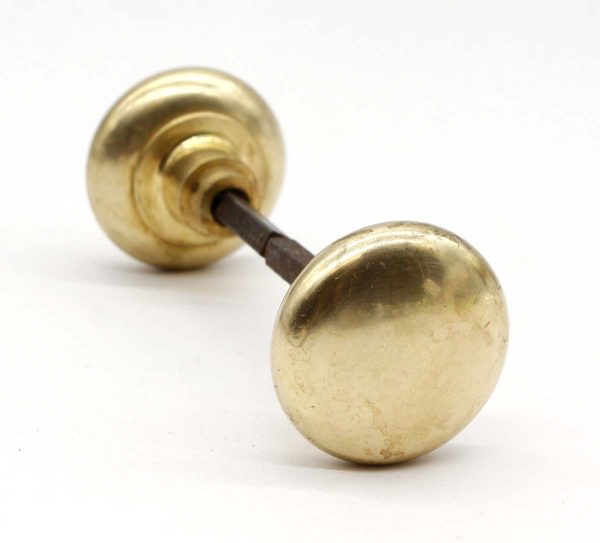 Door Knobs - Pair of Vintage Polished Cast Brass Passage Door Knobs