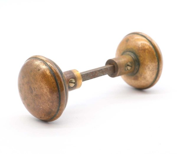 Door Knobs - Vintage Pair of Cast Brass Round Door Knobs with Lip