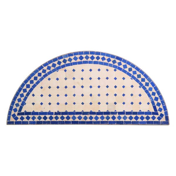 Door Transoms - Antique Blue & Tan Tile Arch Mosaic Steel Frame Transom