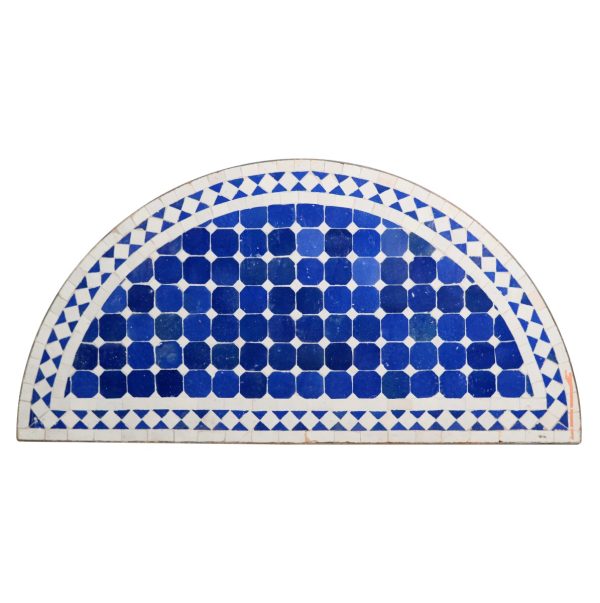 Door Transoms - Antique Blue & White Tile Arch Mosaic Steel Frame Transom