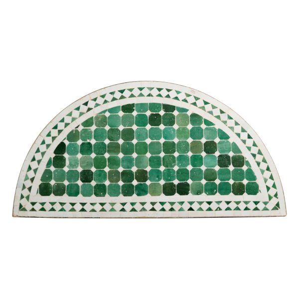 Door Transoms - Antique Green & White Half Arch Mosaic Steel Frame Transom