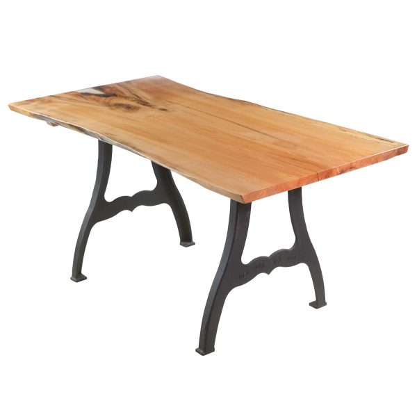 Farm Tables - Handmade 5 ft Resin & Maple Live Edge Iron Legs Dining Table