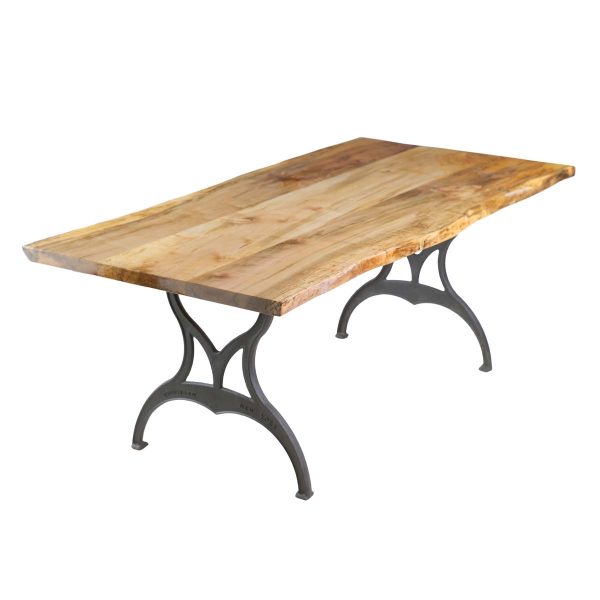 Farm Tables - Handmade 6.7 ft Live Edge Maple Iron Legs Dining Table