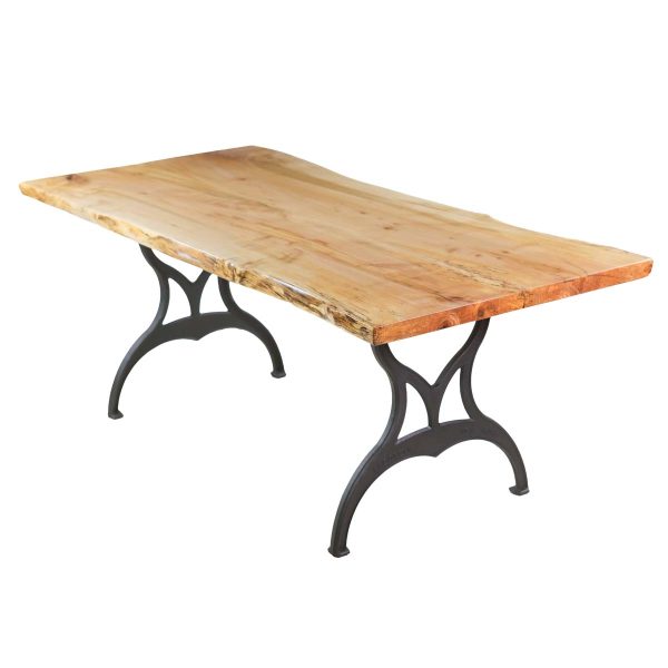 Farm Tables - Handmade 6.75 ft Live Edge Maple Iron Brooklyn Legs Dining Table