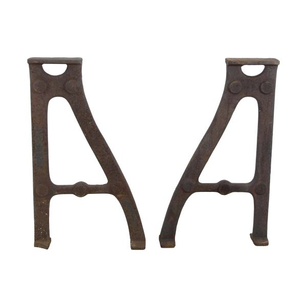Industrial Machine Legs - Pair of Antique Black Industrial Cast Iron Curved Table Legs