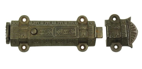 Locks - Antique Victorian Cast Iron Surface Bolt