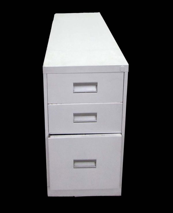 Office Furniture - 1980s White 3 Drawer Metal Filing Cabinet